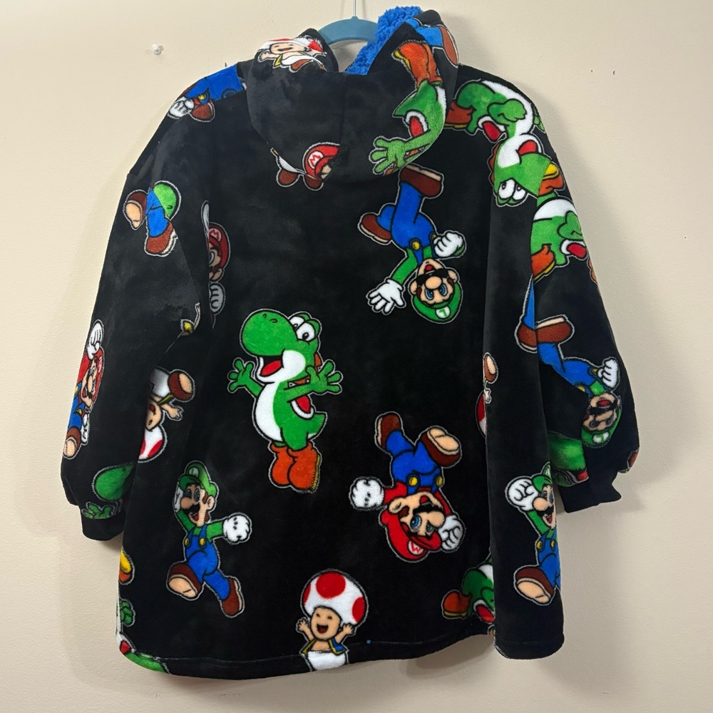Mario Kids Oversized Hoodie One size black yoshi luigi toad cl - Picture 2 of 3